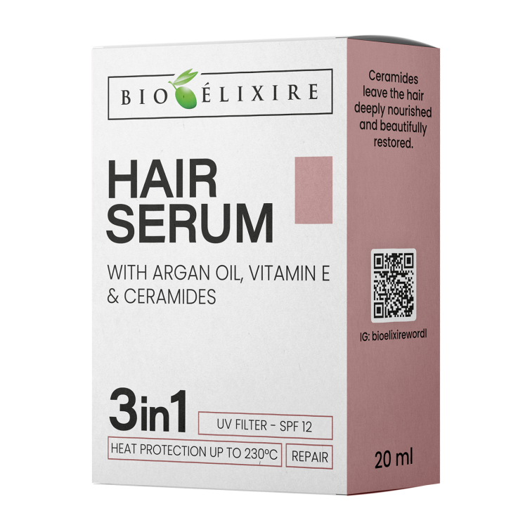 HAIR SERUM Silk with Argan Oil, Vitamin E, Ceramide/ UV Filter - 20ml
